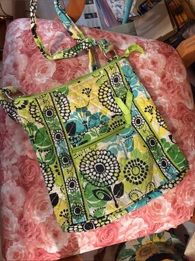 Vera Bradley Yellow Green Floral Quilted Crossbody